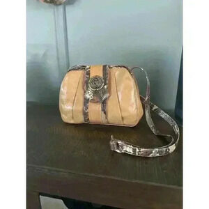 Sharif Vintage Leather Purse Shoulder/Crossbody Western Camel Tan Snakeskin‎ USA